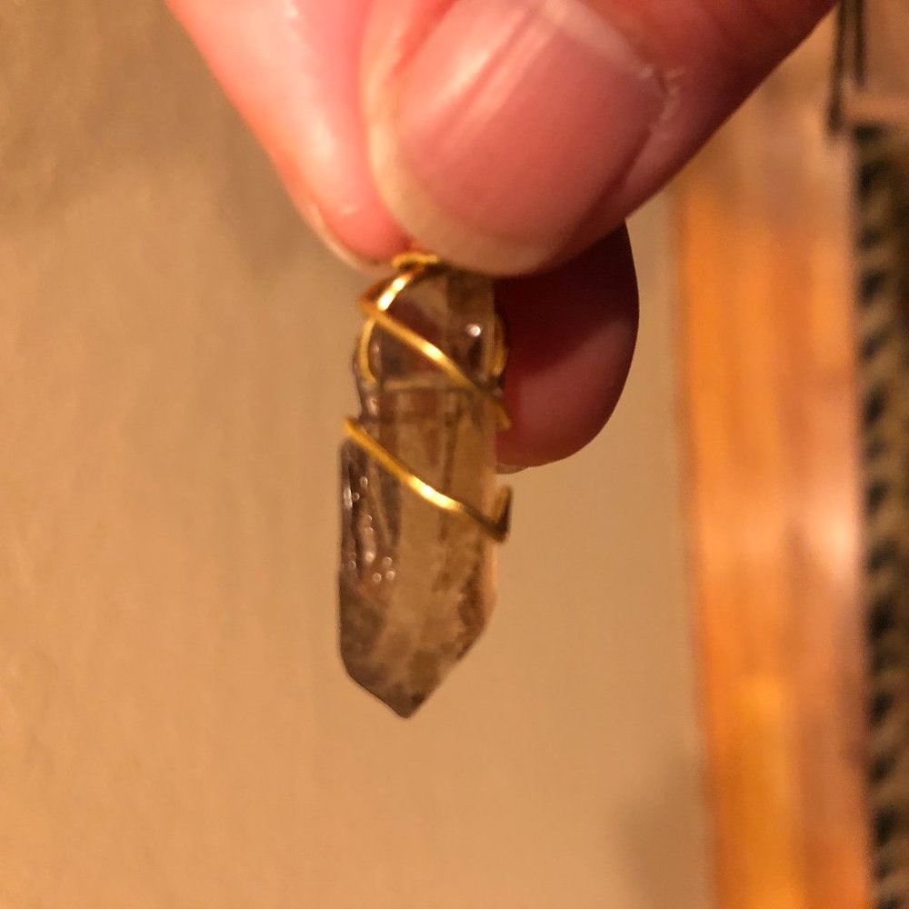 Wire Wrap Raw Smokey Quartz Necklace - Picture 8 of 8
